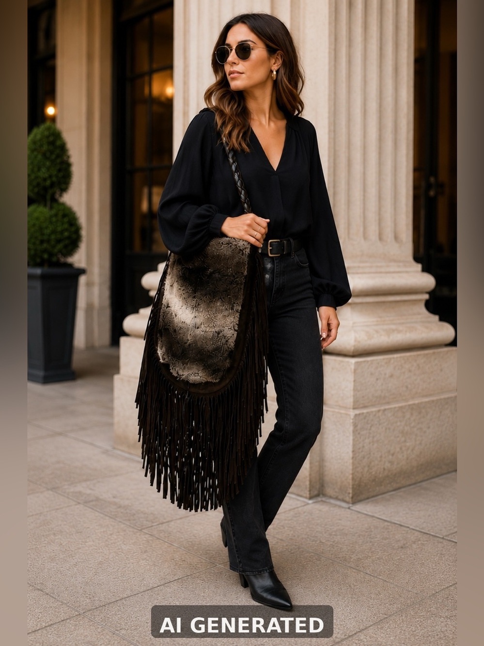 FINAL Stuart Weitzman Collection Made in Spain Fur and Leather Shoulder Bag
